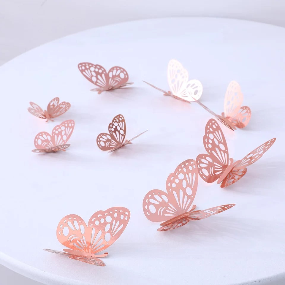 Rose Gold Butterfly Cake Toppers 