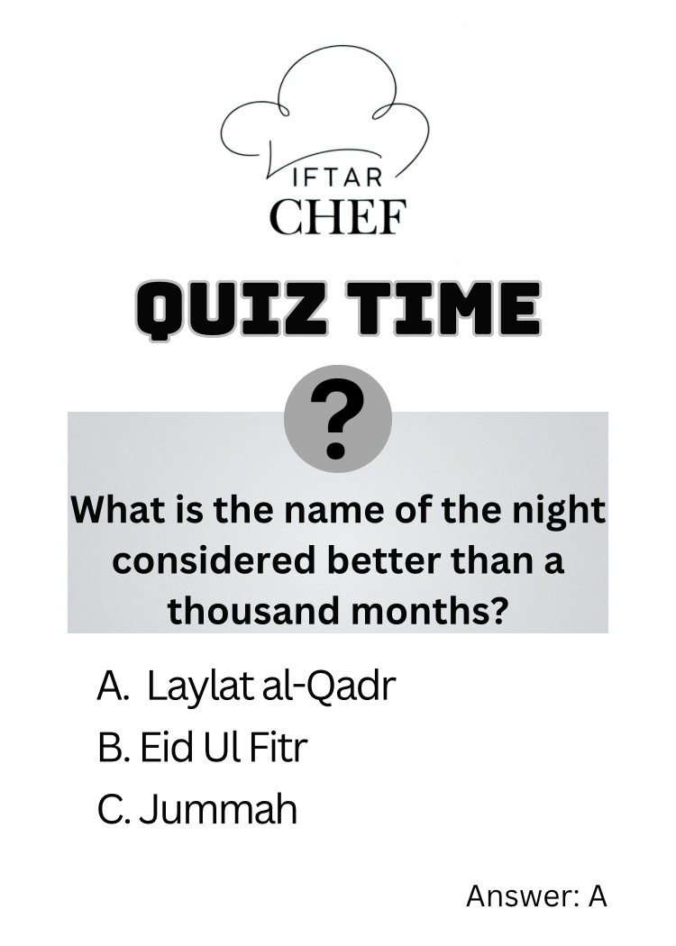 Iftar Chef Quiz Time and Challenge Game Cards - Digital Download