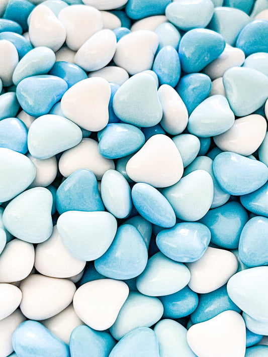 Ombré Blue and White Chocolate Hearts Candy