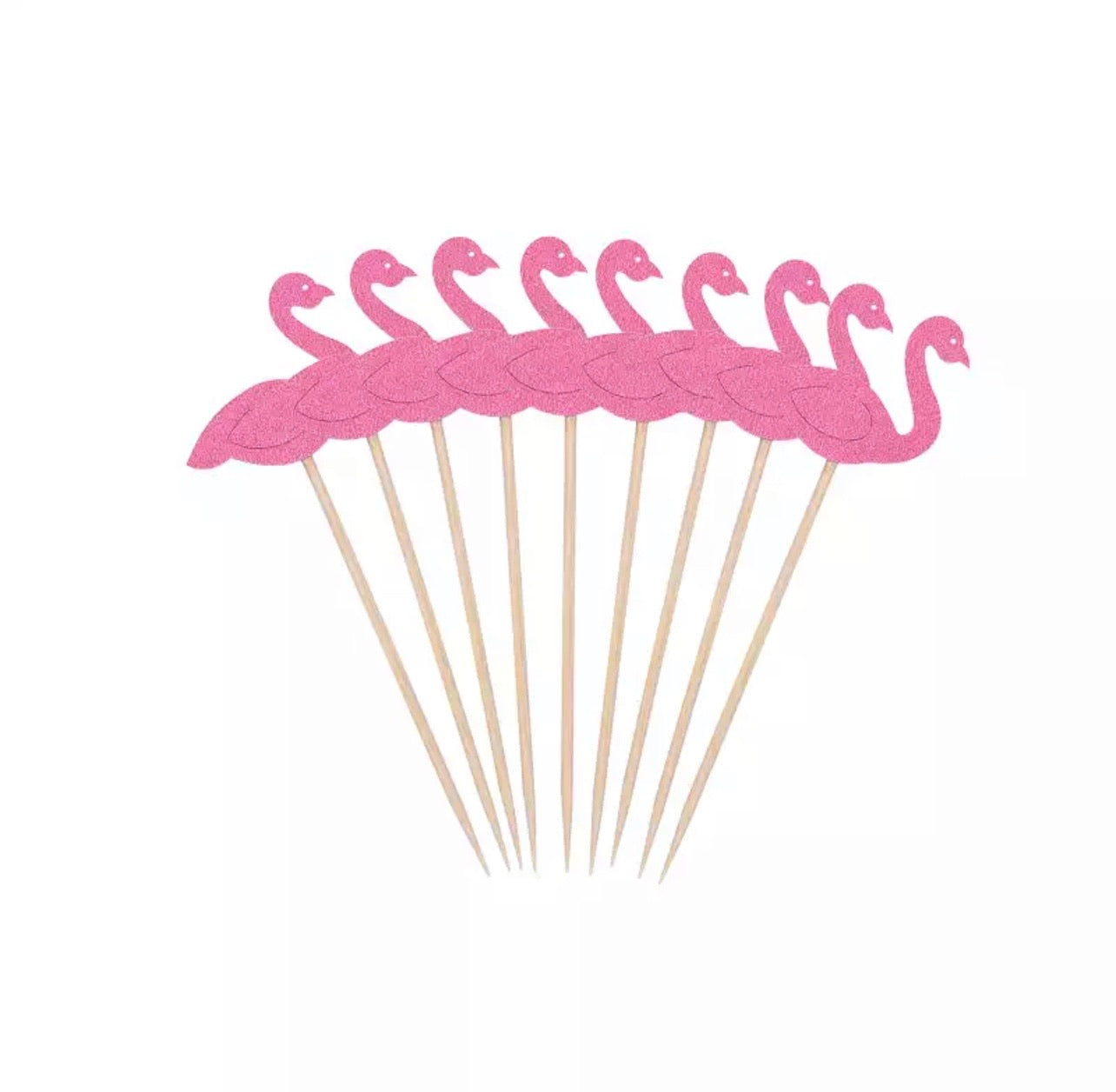 10pc Rose Pink Flamingo Cupcake Toppers