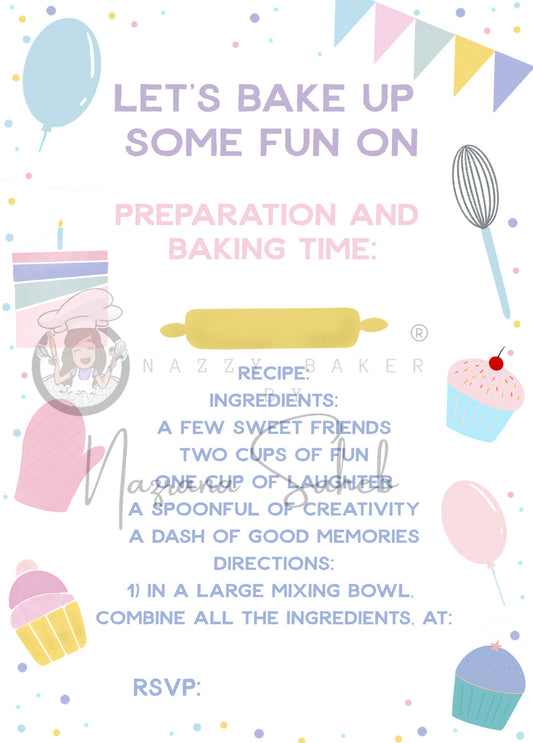 Nazzy Baker’s Printable Baking Party Invitation