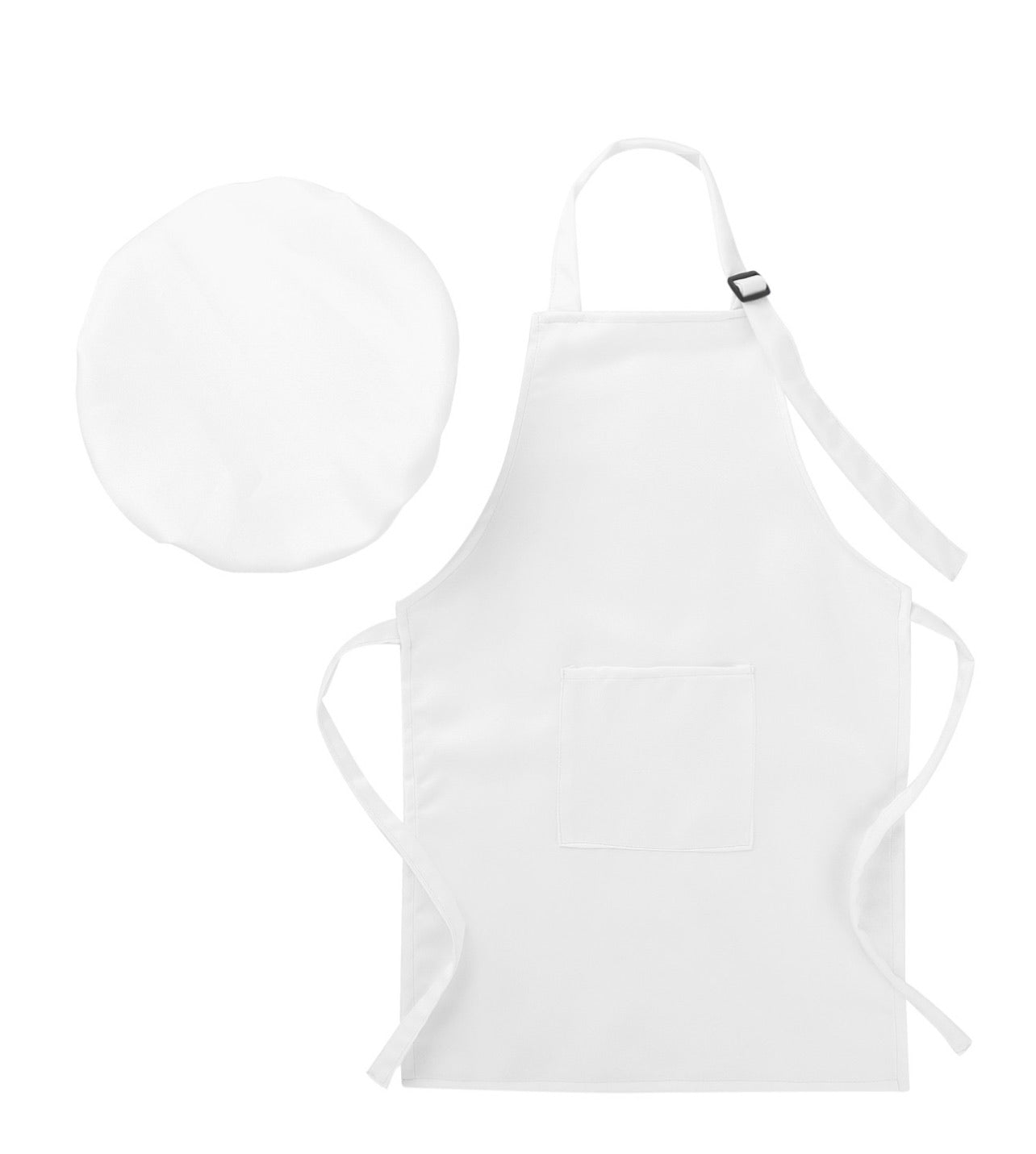 Adjustable White Children’s Apron and Chefs Hat