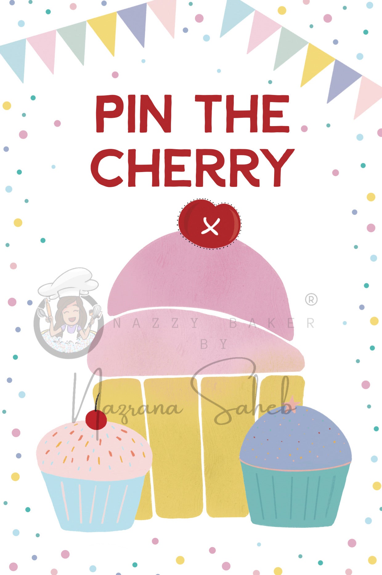 Printable Pin the Cherry Game - Instant Download