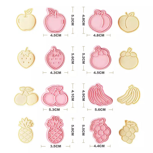 8pc Fruit Cookie Cutter and Stamp Set