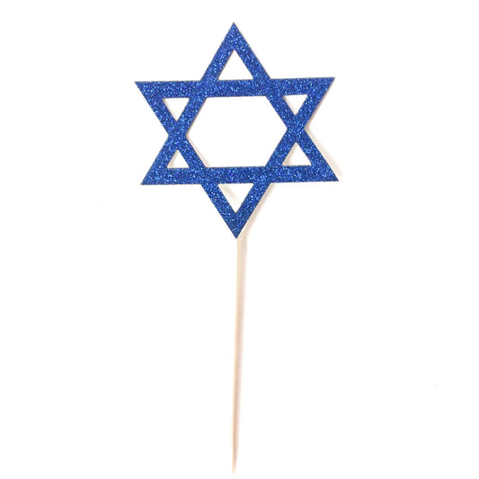 6pc Glitter Star of David Cupcake toppers