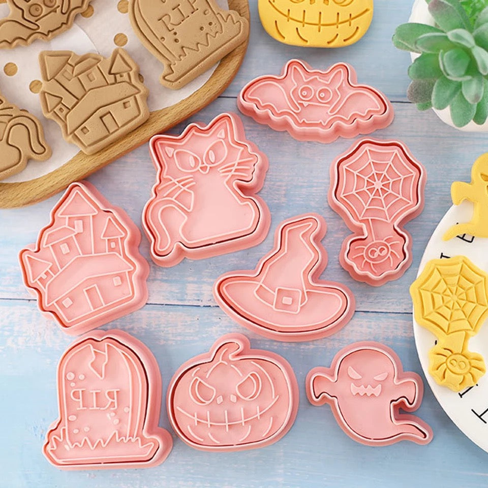 8pc Halloween Cookie Cutter and Stamp Set