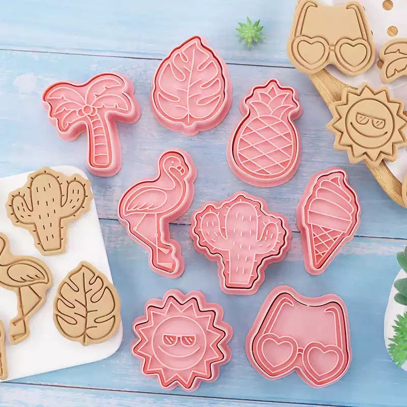8pc Summer Cookie Cutter and Stamp Set
