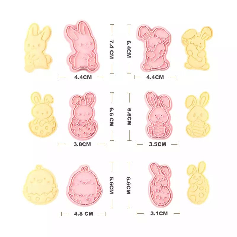 6pc Easter Cookie Cutters and Stamp Sets
