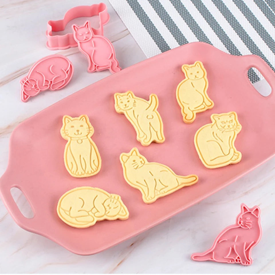 Crazy Cats 6pc Cookie Cutter and Stamps set