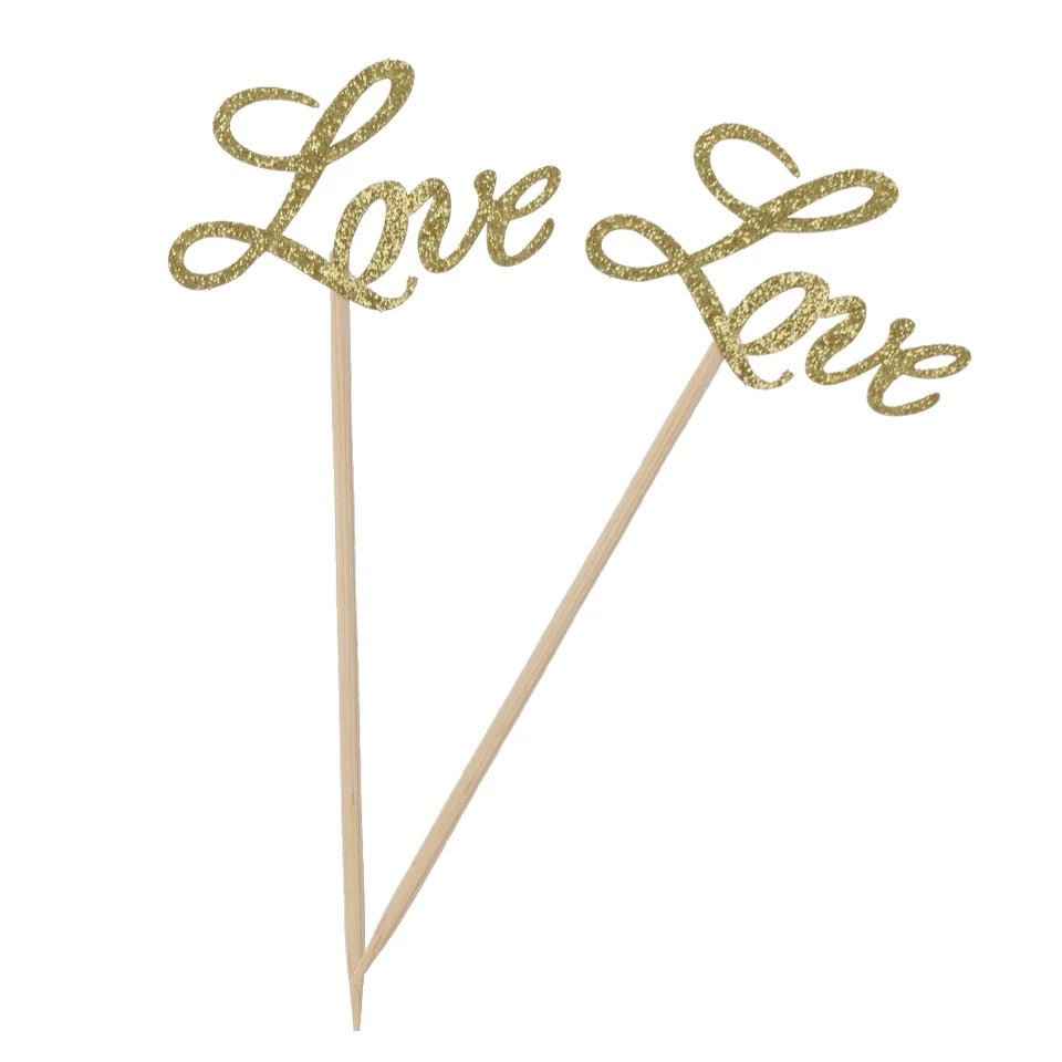 10pc -  “Love” Cupcake Toppers